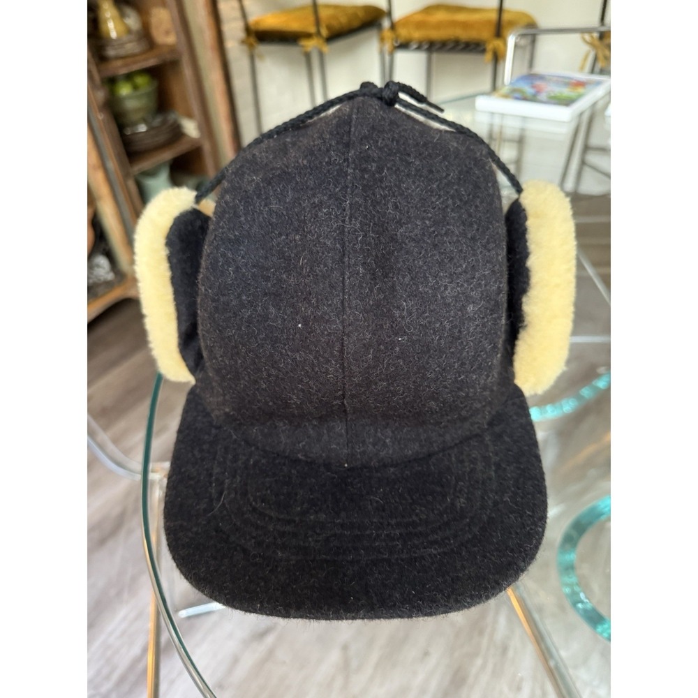 Vintage CC Filson Double Mackinaw Hat XL Charcoal Gray Shearling Wool Sherpa USA